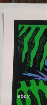 Vintage JAGUAR #1799 Blacklight Poster Felt Velvet