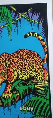 Vintage JAGUAR #1799 Blacklight Poster Felt Velvet