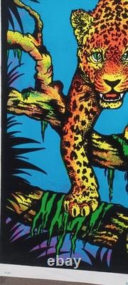 Vintage JAGUAR #1799 Blacklight Poster Felt Velvet