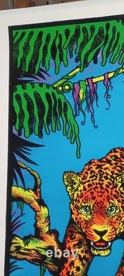 Vintage JAGUAR #1799 Blacklight Poster Felt Velvet