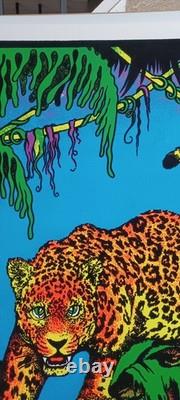 Vintage JAGUAR #1799 Blacklight Poster Felt Velvet
