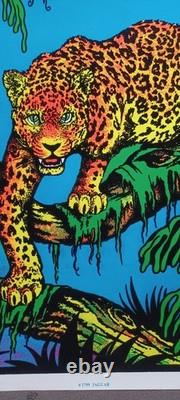 Vintage JAGUAR #1799 Blacklight Poster Felt Velvet