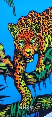 Vintage JAGUAR #1799 Blacklight Poster Felt Velvet