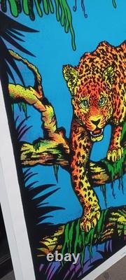 Vintage JAGUAR #1799 Blacklight Poster Felt Velvet