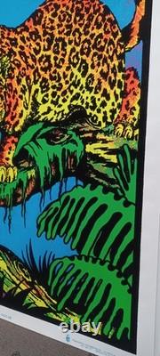 Vintage JAGUAR #1799 Blacklight Poster Felt Velvet