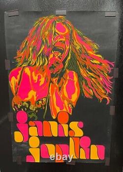 Vintage Janis Joplin Black Light Music Concert Poster