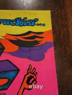 Vintage Jesus KEEP ON TRUCKIN' Blacklight Poster 60s 70s Parody Christ Cross