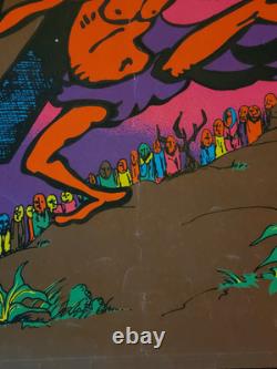 Vintage Jesus KEEP ON TRUCKIN' Blacklight Poster 60s 70s Parody Christ Cross