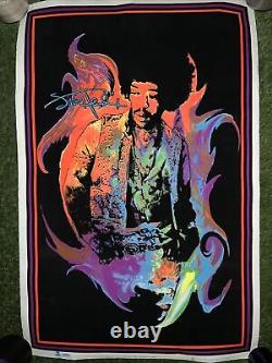 Vintage Jimi Hendrix Flame Poster Blacklight Felt Scorpio #1737 23x35 1996 RARE