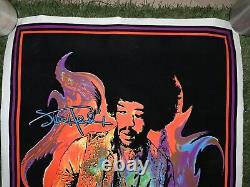 Vintage Jimi Hendrix Flame Poster Blacklight Felt Scorpio #1737 23x35 1996 RARE