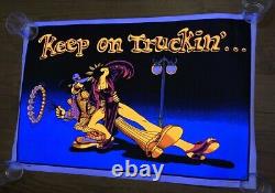 Vintage KEEP ON TRUCKIN' Blacklight Poster 1972 Boogie Dancing Psychedelic