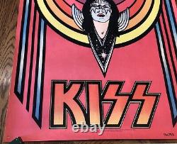 Vintage KISS 1976 AUCOIN POSTER Black Light Velvet 20 x 28 RARE POSTER