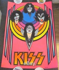 Vintage KISS FELT BLACK LIGHT POSTER AUCOIN M. H. STEIN M/NM #332 GREAT from 1976