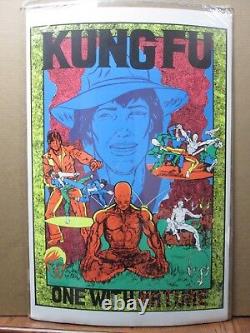 Vintage KUNG FU one with nature Black Light Poster 1973 In#G3255