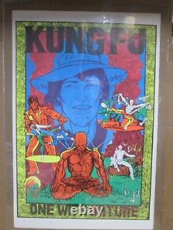 Vintage KUNG FU one with nature Black Light Poster 1973 In#G7616