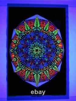 Vintage Kaleidoscope VISUAL FALLACY Psychedelic Blacklight Poster Velvet Flocked