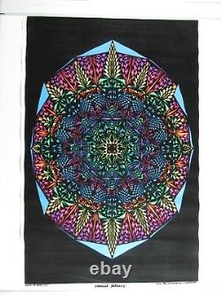 Vintage Kaleidoscope VISUAL FALLACY Psychedelic Blacklight Poster Velvet Flocked