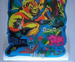 Vintage LADY & The LION black light Poster Werx 1972 Afro Africa sexy woman NOS