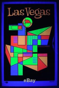 Vintage LAS VEGAS blacklight poster Mid Century Modern Artko 1967 travel NOS