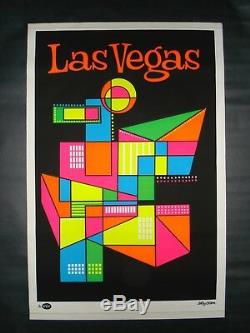 Vintage LAS VEGAS blacklight poster Mid Century Modern Artko 1967 travel NOS