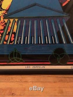 Vintage LED ZEPPELIN BLACK LIGHT POSTER 1980 Framed Scorpio Posters Inc. 23x35