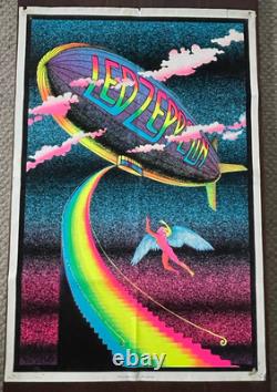 Vintage LED ZEPPELIN Stairway To Heaven Black Light Velvet Poster 23 x 35