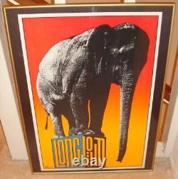 Vintage LONG JOHN blacklight poster fine art elephant circus Frank Kay 1969 NOS