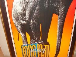 Vintage LONG JOHN blacklight poster fine art elephant circus Frank Kay 1969 NOS