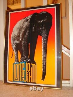 Vintage LONG JOHN blacklight poster fine art elephant circus Frank Kay 1969 NOS