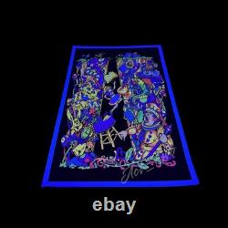 Vintage Land Of Awe 23x35 Blacklight Poster Alice In Wonderland Velvet Flocked