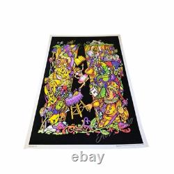 Vintage Land Of Awe 23x35 Blacklight Poster Alice In Wonderland Velvet Flocked