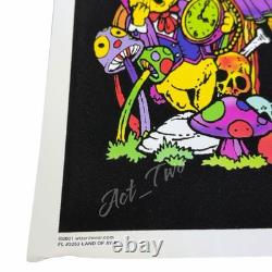 Vintage Land Of Awe 23x35 Blacklight Poster Alice In Wonderland Velvet Flocked
