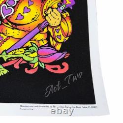 Vintage Land Of Awe 23x35 Blacklight Poster Alice In Wonderland Velvet Flocked