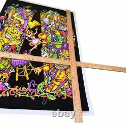 Vintage Land Of Awe 23x35 Blacklight Poster Alice In Wonderland Velvet Flocked