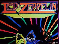 Vintage Led Zeppelin Reaper 1980 Black Light Poster Scorpio Enterprises New York