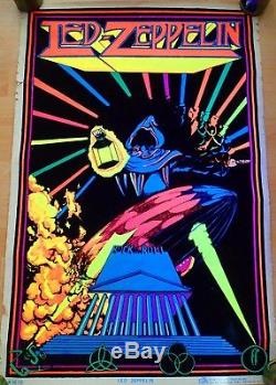 Vintage Led Zeppelin Reaper 1980 Black Light Poster Scorpio Enterprises New York