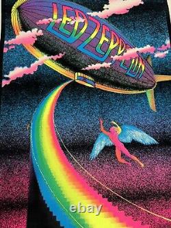 Vintage Led Zeppelin Stairway to Heaven Flocked Velvet Blacklight Poster 23 x 35