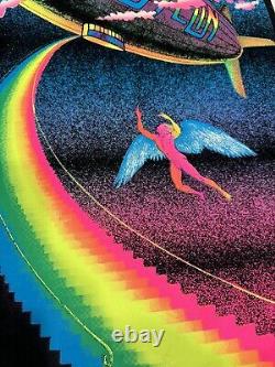 Vintage Led Zeppelin Stairway to Heaven Flocked Velvet Blacklight Poster 23 x 35