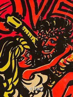 Vintage Love Haight Ashbury Blacklight Screened 1960s Ken Kearney Poster 36 x 22