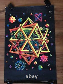 Vintage ME61 STARS Black Light VELVET Psychedelic Poster MC Escher