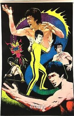 Vintage MINT, 1981, BRUCE LEE Kung Fu King BLACKLIGHT VELVET POSTER, #950
