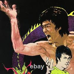 Vintage MINT, 1981, BRUCE LEE Kung Fu King BLACKLIGHT VELVET POSTER, #950