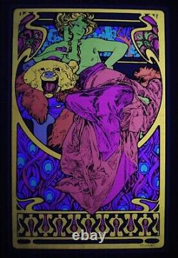 Vintage MUCHA blacklight poster fine art nouveau silk screen A Sirkia 1969 NOS