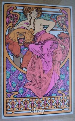 Vintage MUCHA blacklight poster fine art nouveau silk screen A Sirkia 1969 NOS