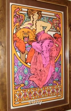 Vintage MUCHA blacklight poster fine art nouveau silk screen A Sirkia 1969 NOS
