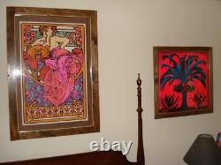 Vintage MUCHA blacklight poster fine art nouveau silk screen A Sirkia 1969 NOS