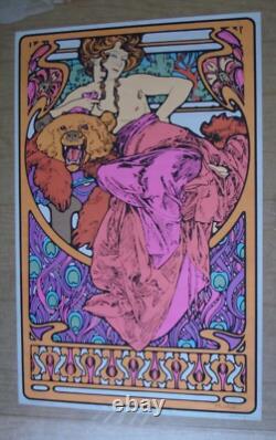 Vintage MUCHA blacklight poster fine art nouveau silk screen A Sirkia 1969 NOS