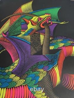 Vintage M. C. Escher DRAGON Blacklight Poster 60s