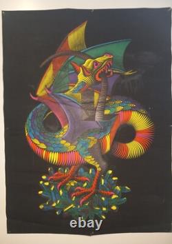Vintage M. C. Escher DRAGON Blacklight Poster 60s Psychedelic Decor Trippy Art