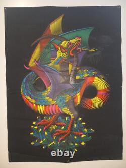 Vintage M. C. Escher DRAGON Blacklight Poster 60s Psychedelic Decor Trippy Art